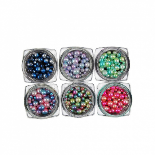 Дизайн для ногтей "Жемчуг" цветной упаковка 6 цветов 11459 оптом в Санкт-Петербург 